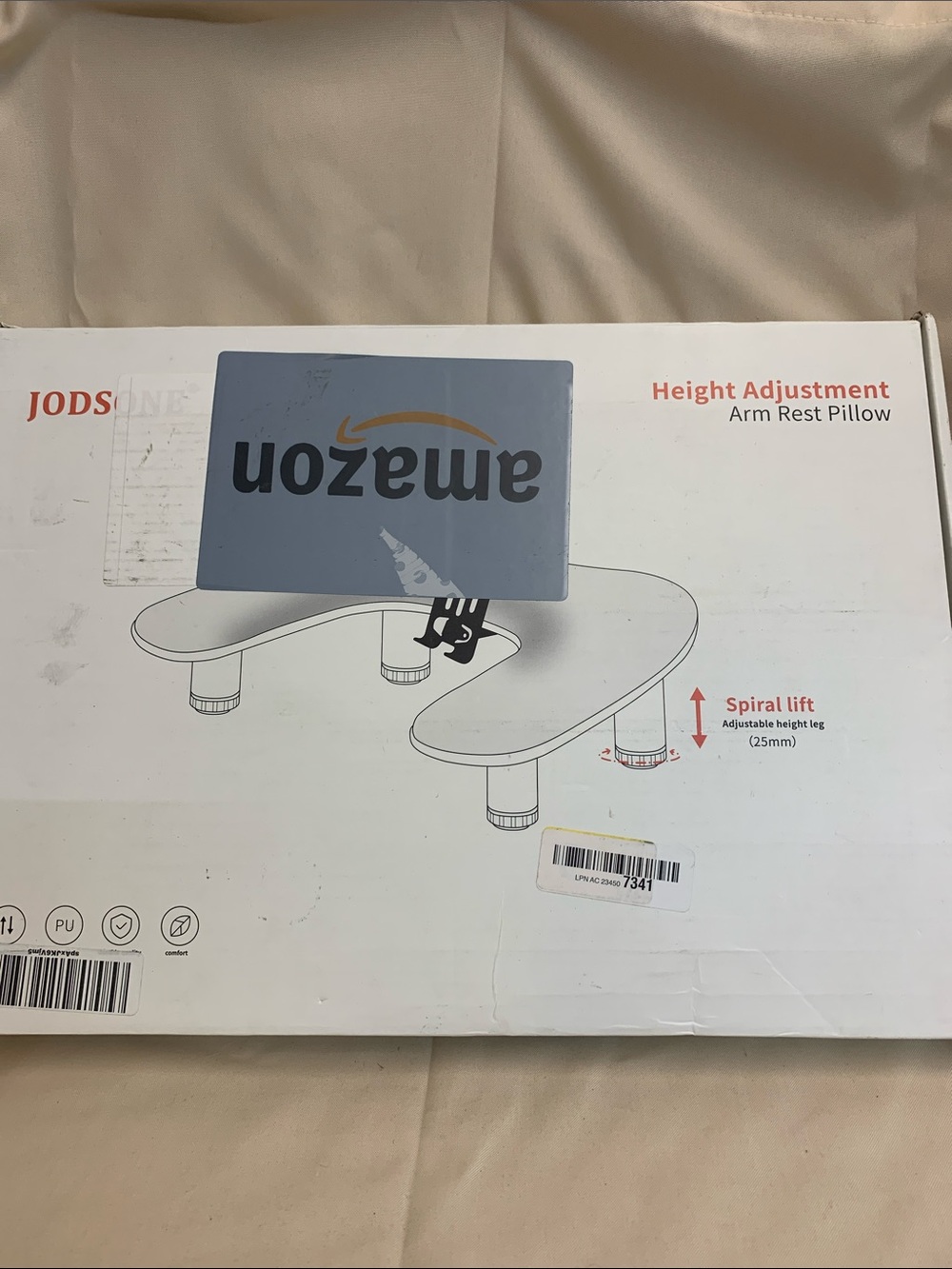 Height Adjustment Arm Rest Pillow - White Graphic Box
